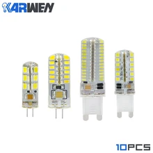 KARWEN 10 шт./лот G4 G9 Светодиодный лампа SMD3014 2835 3 Вт 5 Вт 7 Вт 9 Вт AC/DC 12V AC 220V 24 48 64 104 светодиодный s люстра 360 градусов с украшением в виде кристаллов пятно