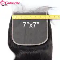 Gabrielle 7x7 Closure Brazilian Body Wave Human Hair Lace Closure with Baby Hair Swiss Lace Natural Color Remy Hair Extensions
