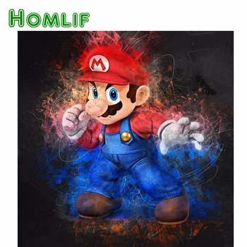 

HOMLIF Diamond Painting Needlework Full Diamond "Plumber Childhood Memory" Game Embroidery Cube Decorate Rhinestones Gifts Decor