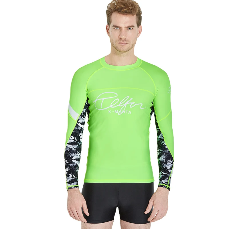 Men's Rashguards Long Sleeve Green UPF 50+ Rashguard Compression Swim
