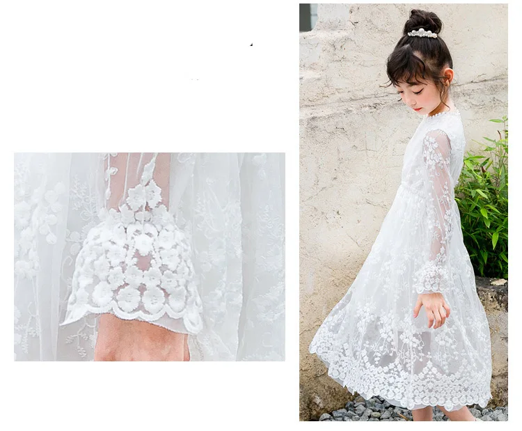 Г. Летнее платье для маленьких девочек-подростков; Детские вечерние платья принцессы; детское кружевное длинное платье макси с цветочным рисунком; летняя одежда белого цвета для подростков