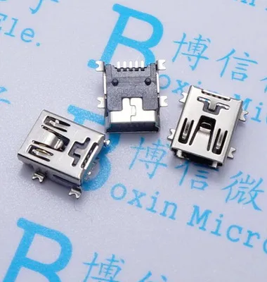 Бесплатная доставка 100 шт. Mini-USB 5pin гнездо разъема 4 стопы для хвоста зарядки