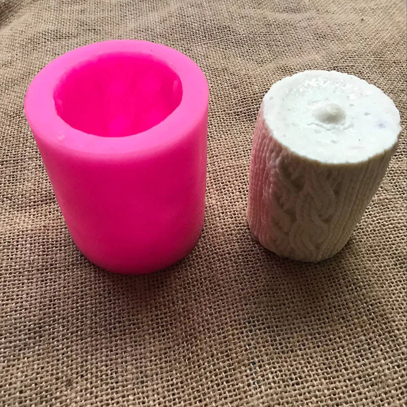 

New Knitting Wool Cylinder Candle Mold 3D Silicone Mould for Chocolate Candy Cake Decorating Tools Candle Soap Craf Mold Tools