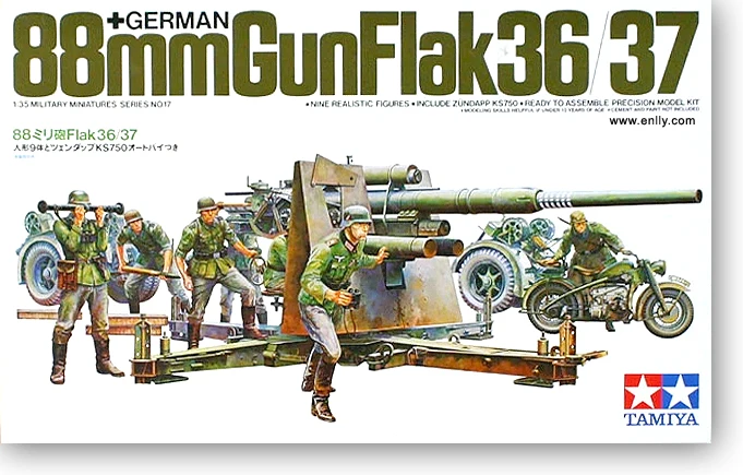 

1/35 World War II German Flak36/37 88mm gun tank model 35017