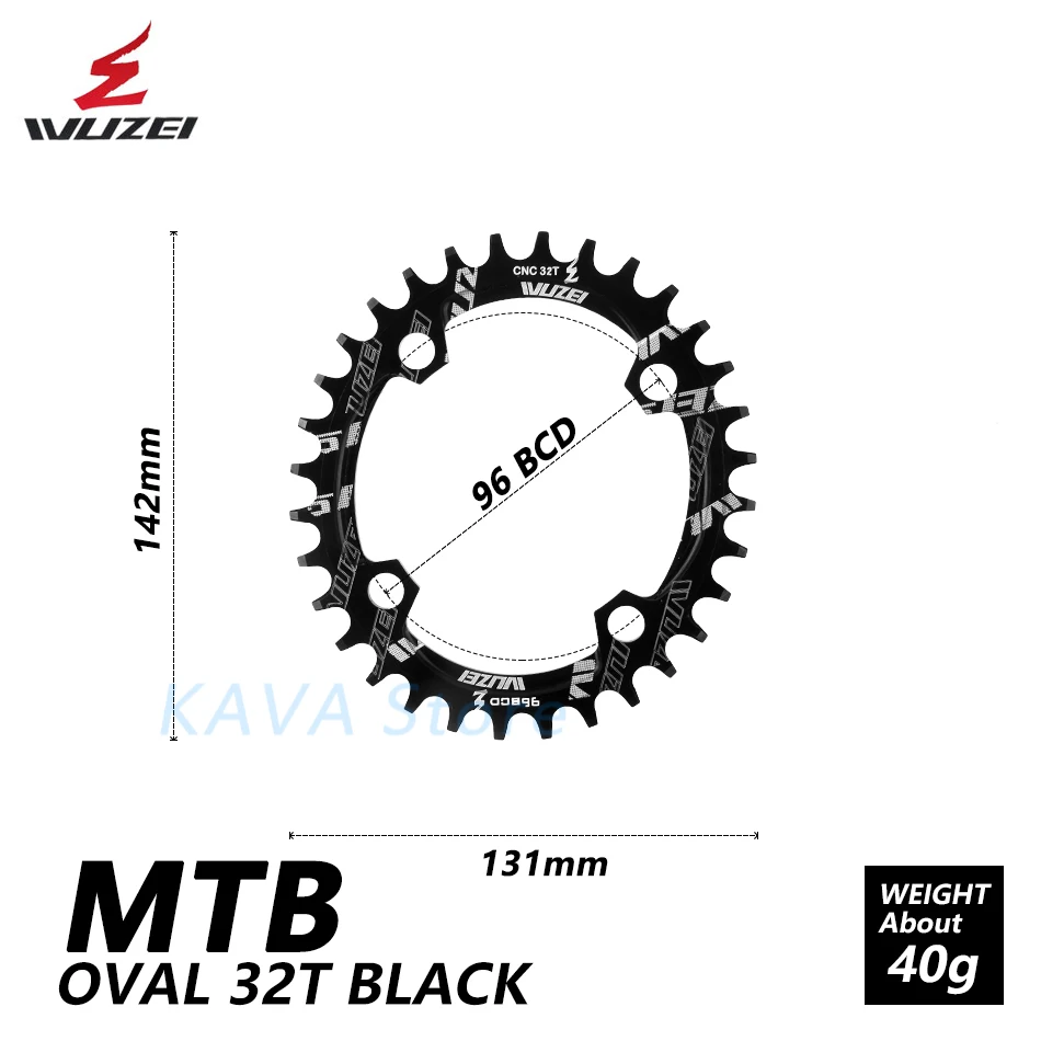 Wuzei 96BCD Круглый/Овальный 32/34/36/38T MTB горный велосипед велосипедная Звездочка для shimano ALIVIO M672 M782 M4000 M4050 GX рукоятки - Цвет: Oval Black 32T