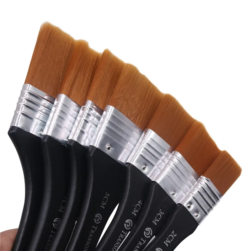 Paint Brushes 1 Pcs Black Handle Metal Ring Wooden Nylon Hair Artist Watercolor Oil Painting Gouache Acrylic Art Supplies