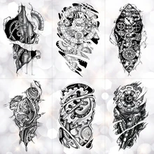 Tatuagem temporária falsa masculina, arte corporal de braço mecânico biônico, escorpião, tatuagem temporária impermeável