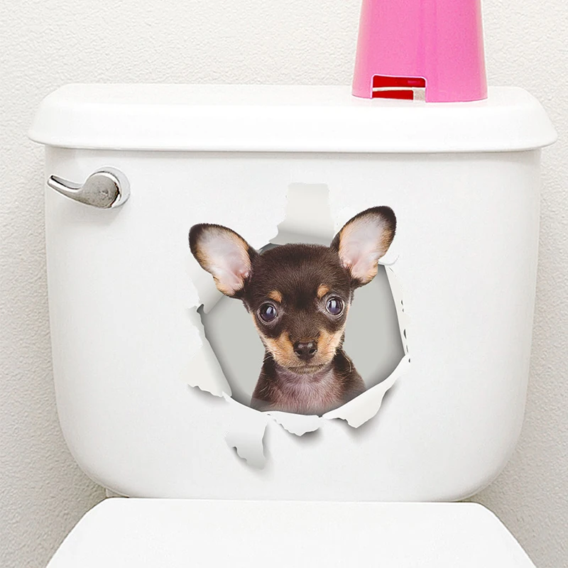 Dog Decorative Wall Stickers For Kids Room Toilet Bathroom Decor Home Decoration Stickers On Cars 3D Decals PVC Mural Art Poster