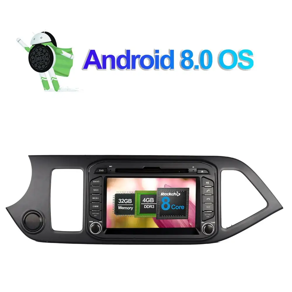 Excellent 4G LTE Android 8.0 Octa Core Car PC Stereo DVD Player For Kia Picanto Morning 2011-2016 Multimedia GPS Radio Head Unit WIFI 1