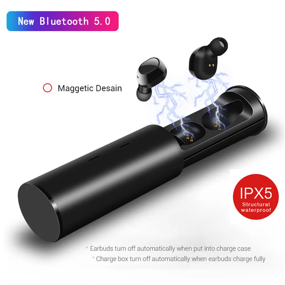 

TWS 19 mini Wireless Bluetooth 5.0 Earphone HiFi Stereo Two-ear Earbuds Headset With Magnetic Charging Box for Mobile Phone M13