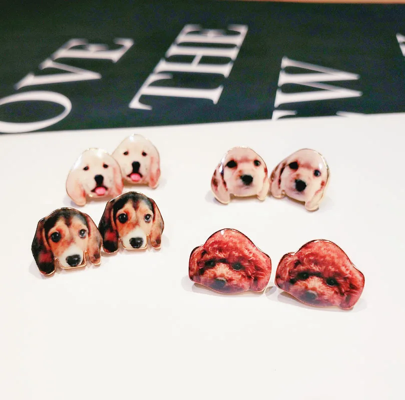 

Vivid Dog Stud Earrings Enamel Cute Animal Cute Funny Earrings for Women Girls