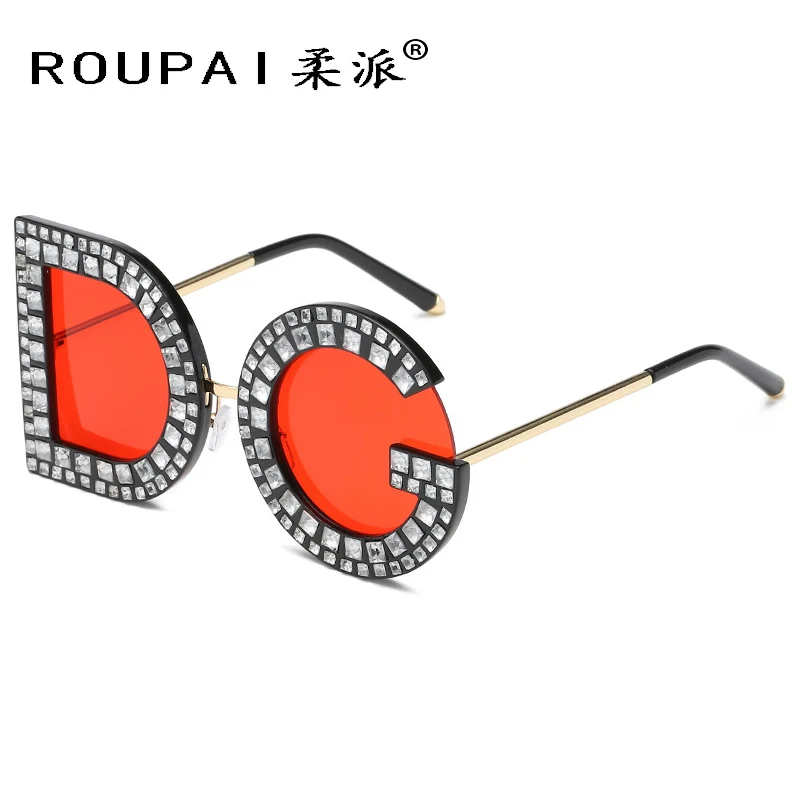 ROUPAI Diamond негабаритных солнцезащитные очки Для женщин квадратный поляризационные