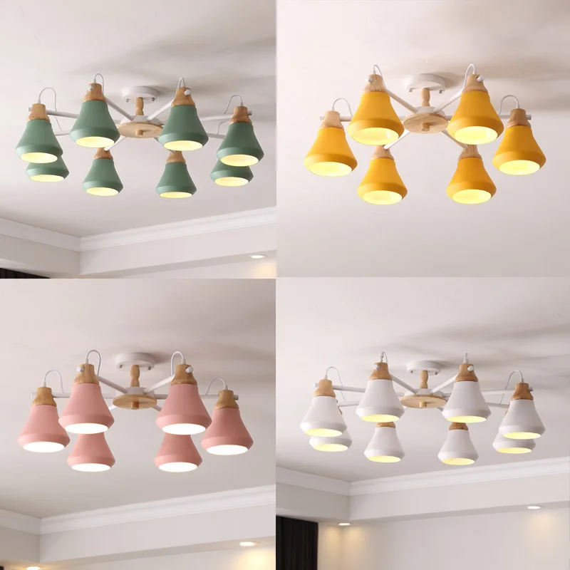 TRAZOS Lustre деревянная люстра для Железный Абажур гостиной светодиодный Люстра