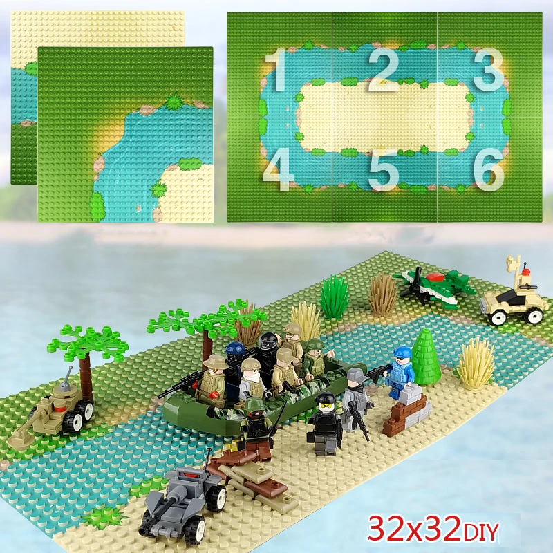 32*32 Dots кирпичи речная трава Legoingly Базовая пластина Oasis MOC юрская сцена военный