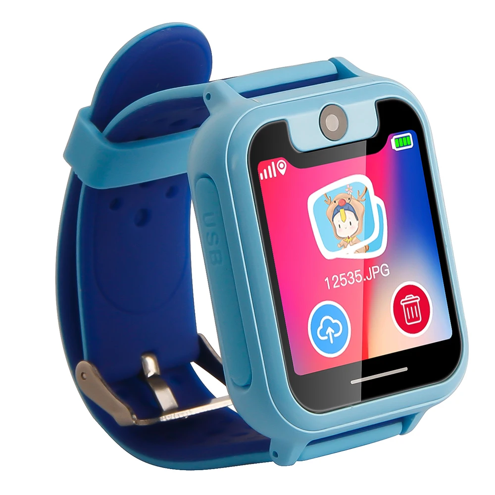 Новые умные часы LBS локатор малыш gps трекер для ребенка Часы Игры фотографии SOS Вызов анти потеря монитор SIM электронный забор - Цвет: with box blue