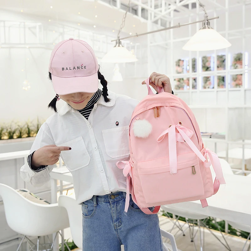 

Solid Street Women Backpack Simple Casual Schoolbag Small Fresh Waterproof Nylon Backpack Korean Travel Knapsack Backpack Bags