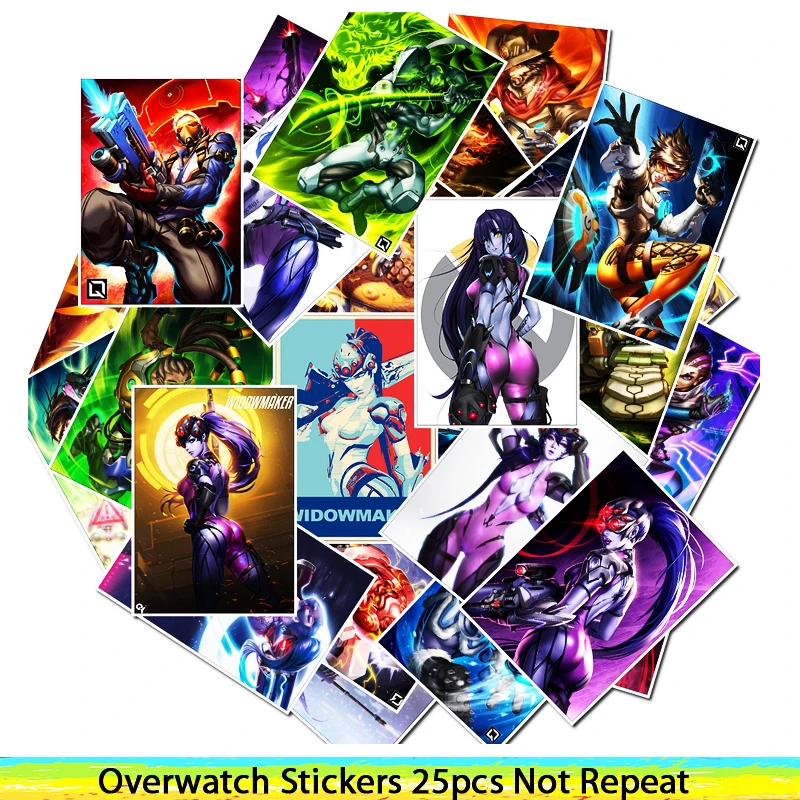

25pcs Game overwatch widowmaker stickers For Luggage Laptop Art Painting DIY Poster Stickers waterproof skateboard toy