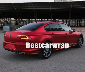

Satin Chrome Red Car Wrap Vinyl Film with air bubble Free For Luxury Vehicle Covering foil PROTWRAPS 1.52x20m/Roll