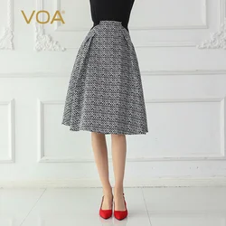VOA Black Houndstooth Plaid A Line Skirt 100% Silk Midi Skirts Women Summer High Waist jupe femme Vintage Korean Clothing C0611 VOA Black Houndstooth Plaid A Line Skirt 100% Silk Midi Skirts Women Summer High Waist jupe femme Vintage Korean Clothing C0611