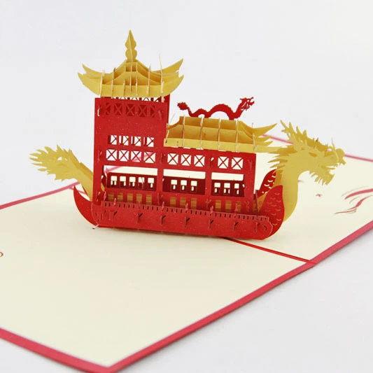 Dragon Boat Festival 3d Laser Cut Pop Up Custom Greeting Cards Printing Handmade Birthday Designs Wishes Party Supplies Cd204 Birthday Greetings Custom Greeting Cardsgreeting Card Printing Aliexpress