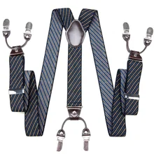 DiBanGu модные желтые синие полосатые 6 зажимов подтяжки эластичные регулируемые подтяжки унисекс подтяжки на подтяжках BD-006