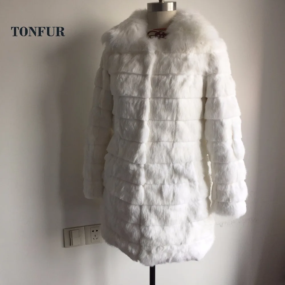 

Luxury Big Fox Fur Collar Coat Women 2019 Vintage Full Pelt Rabbit Fur Jacket Factory Customize Plus Size Hot Outwear WSR163