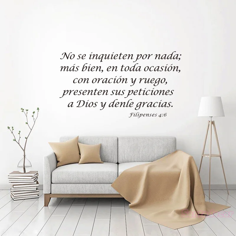 

Stickers Filipenses 4:6 Spanish Vinyl Wall Decal Christianity Mural Art Wallpaper Living Room Home Decor Poster House Decoration