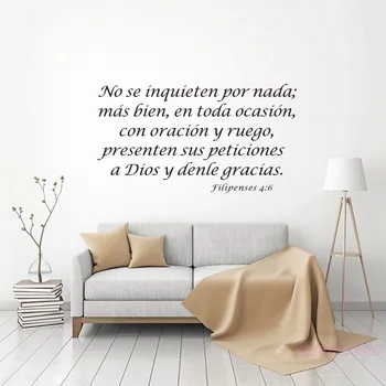 

Stickers Filipenses 4:6 Spanish Vinyl Wall Decal Christianity Mural Art Wallpaper Living Room Home Decor Poster House Decoration
