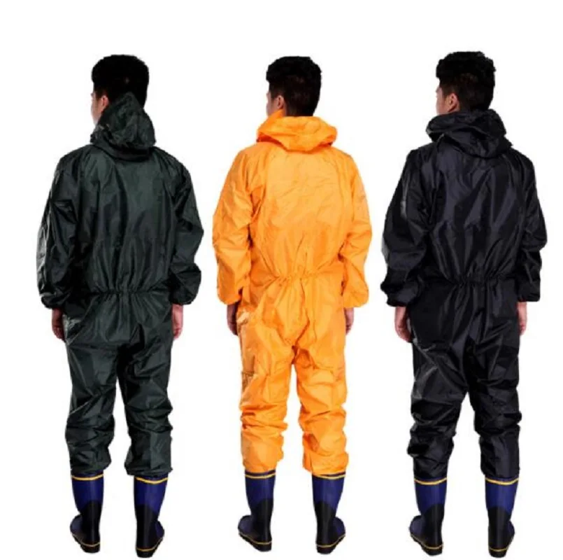 Men Waterproof Overalls Hooded Rain Coveralls Work Clothing Dust-proof Paint Spray Male Raincoat Workwear Safety Suits M-XXXL