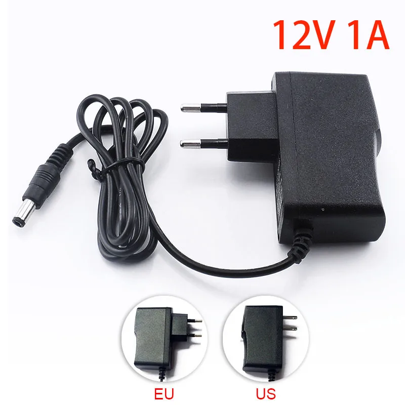 100-240 В переменного тока в постоянный адаптер питания зарядное устройство адаптер для зарядки 12 в 1 а 1000 мА штепсельная вилка стандарта США 5,5 мм x 2,1 мм для светодиодных лент светильник CCTV