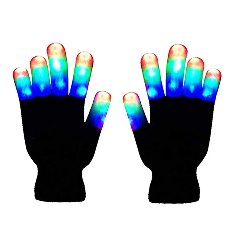 

1 Pair LED Light Gloves Color Changing Luminous Flashing Halloween Stage Performance Costume Christmas Party Event Supply
