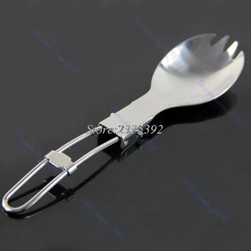 

Outdoor Camping Hiking Cookout Picnic Foldable Spork Stainless Steel Fork Spoon