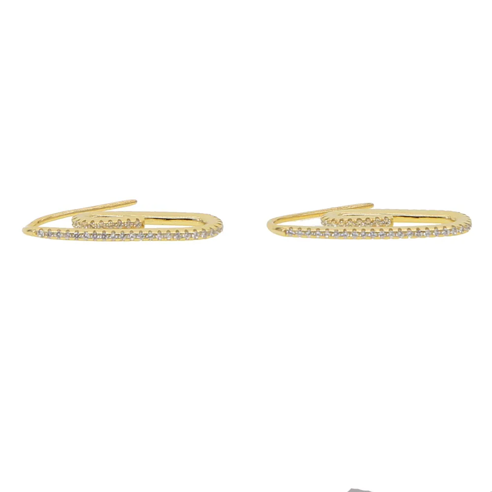 2018 925 sterling silver unique jewelry safety pin micro pave cz bar line curved wrap elegant women earring (3)