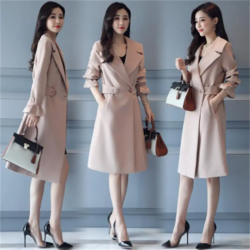 

Fashion women's windbreaker women's long section Korean version of the fall 2019 new spring casual wild coat Slim thin spring Ms
