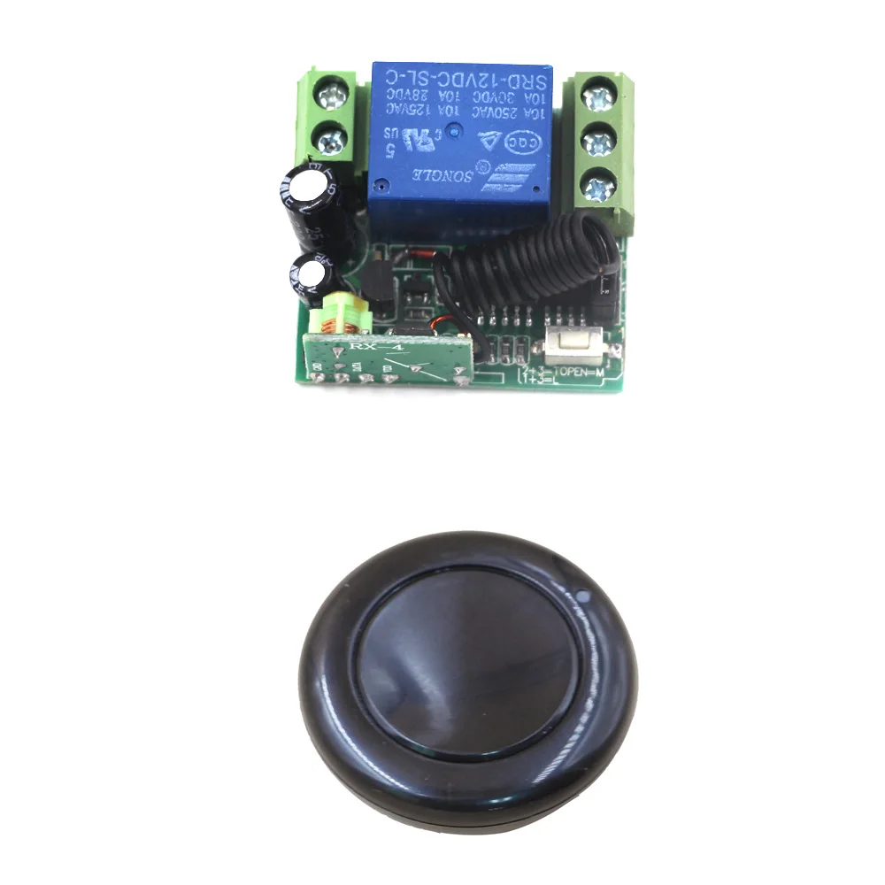 

2017 315mhz 433mhz DC12V Mini 1CH Wireless Remote Control Switch System Receiver & Black Wall Panel Sticky Remote New