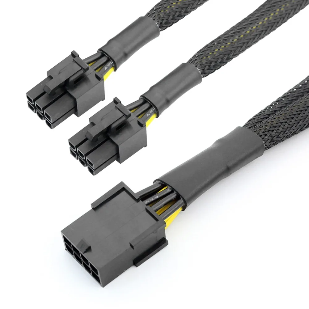 XT-XINTE Power Cable 1 to 2 Ports 8Pin to Dual 6Pin Cables Video Graphic Card CPU Cable 18AWG Wire 20cm for Miner BTC Mining XT-XINTE Power Cable 1 to 2 Ports 8Pin to Dual 6Pin Cables Video Graphic Card CPU Cable 18AWG Wire 20cm for Miner BTC Mining