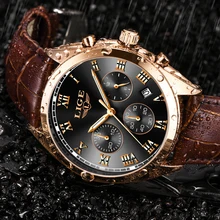 LIGE хронограф мужские часы Relogio Masculino коричневые кожаные бизнес Кварцевые часы мужские креативные армейские военные наручные часы