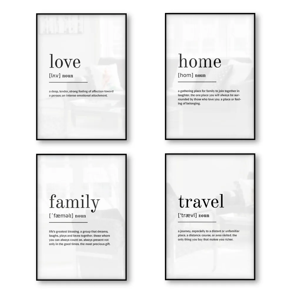 Love Home Family Travel Definition Print Poster Wall Art