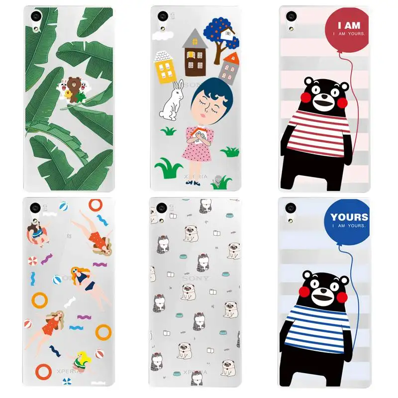 Мягкий прозрачный чехол для телефона из ТПУ Sony Z2 Z3 Z4 Z5 C3 C4 C5 Cutet Girl Coque Funda с принтом