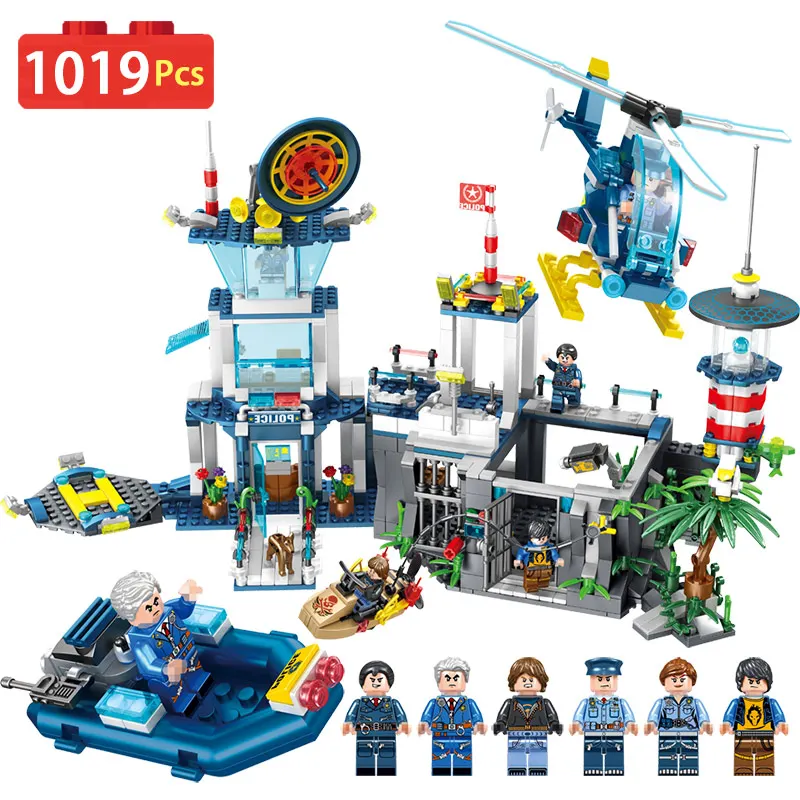 

Police Martime Police Station Blocks Compatible LegoINGLY City Series Diy Bricks Enlightening Fun Toys For Children