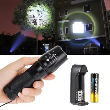 

T6 LED 8000LM Portable Waterproof Rechargeable Torches Zoomable LED Flashlight Torch Lamp + 18650 battery+wall charger