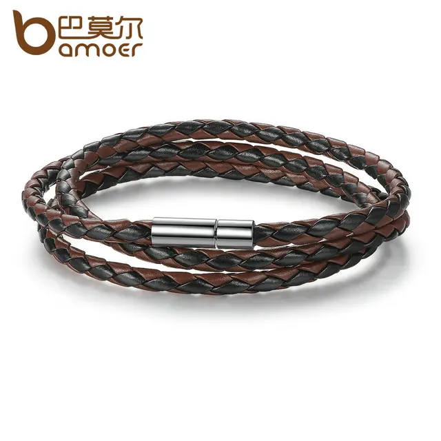 Bamoer Whole Fashion Men Leather Bracelet 100 Brand New Bamoer Whole Fashion Men Leather Bracelet 100 Brand New Trendy Bracelets With Magnet Clasp