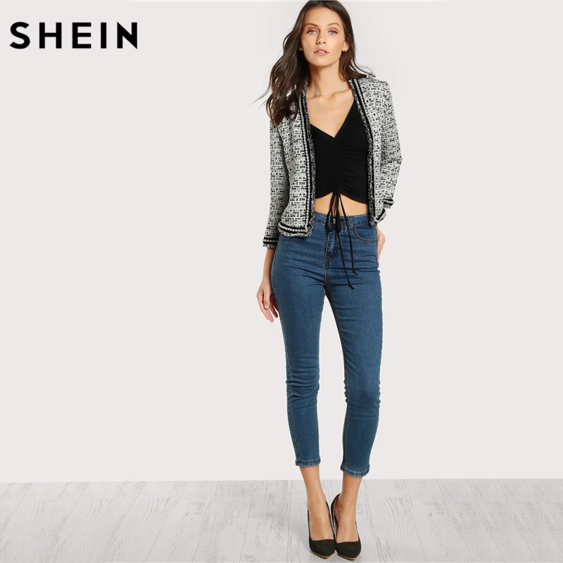 SHEIN Модный Блейзер С Бусинами Женский Осенний Элегантный Длинными Рукавами|blazer