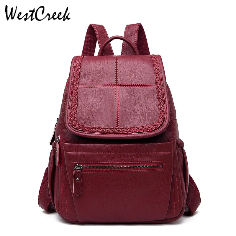 

WESTCREEK Brand PU Leather Solid Small Backpack Women Anti Theft Back Pack Female Backpacks Travel Bagpack School Bags for Girls