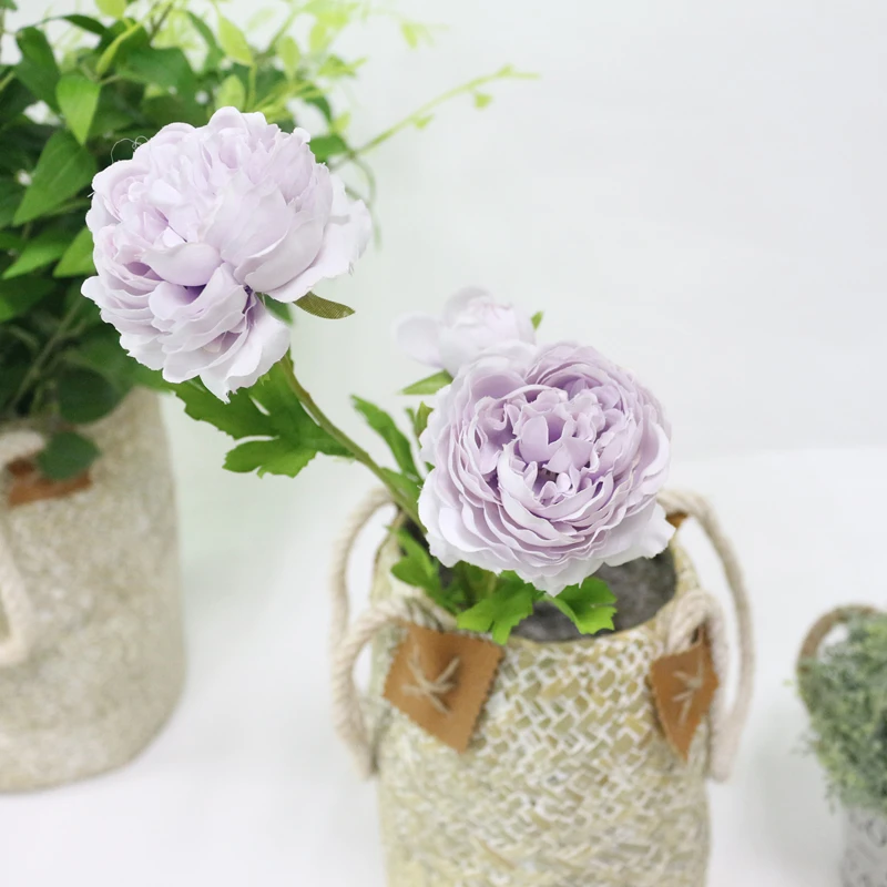 JAROWN Artificial 3 Heads Peony Flowers Branch Simulation Silk Fake Rose Flower For Wedding Decorations Home Party Decor Floers (6)
