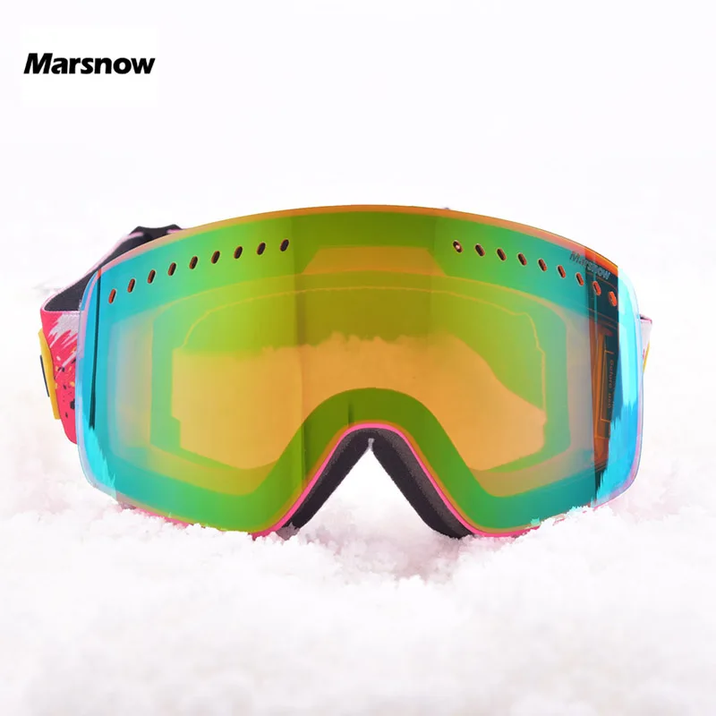 

Marsnow Ski Goggles Men Women 2 Layer Lens UV400 Anti-fog Skiing Eyewear Snowboard Snow Goggles Skating Mask Ski Glasses Points