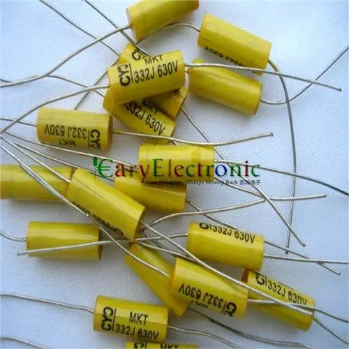 200pcs long leads Axial Polyester Film Capacitor 0.0033uF 630V tube amp radio