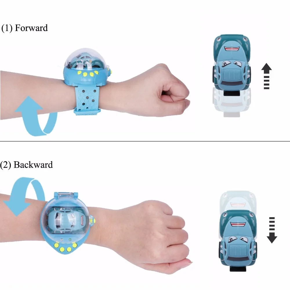 Gravity Sensor RC Mini Pocket Racer Cars Remote Control Cute Cartoon Kid Toy Watch Small Electric Dual-CTRL Vehicle USB Recharge