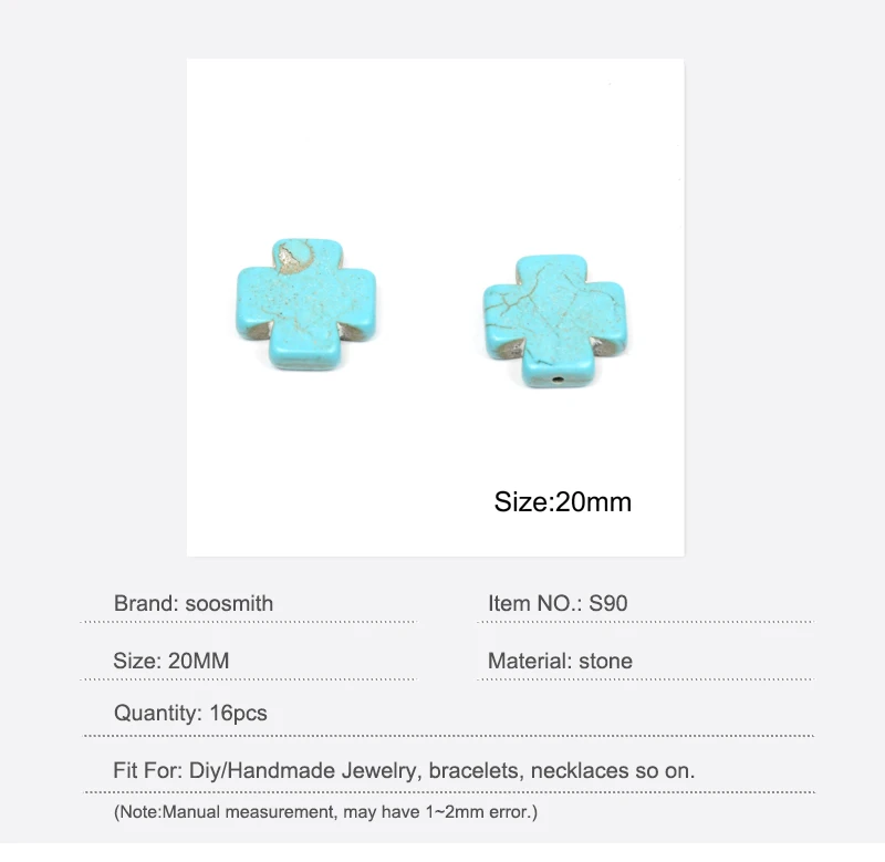 soosmith Square Cross Synthetic Turquoise Loose Spacer Beads For Jewelry Making Natural Stone Beads Accessories Wholesale Gifts (2)