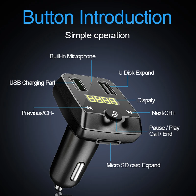 ANLUD Bluetooth fm передатчик беспроводной Автомобильный MP3 плеер с двумя usb портами